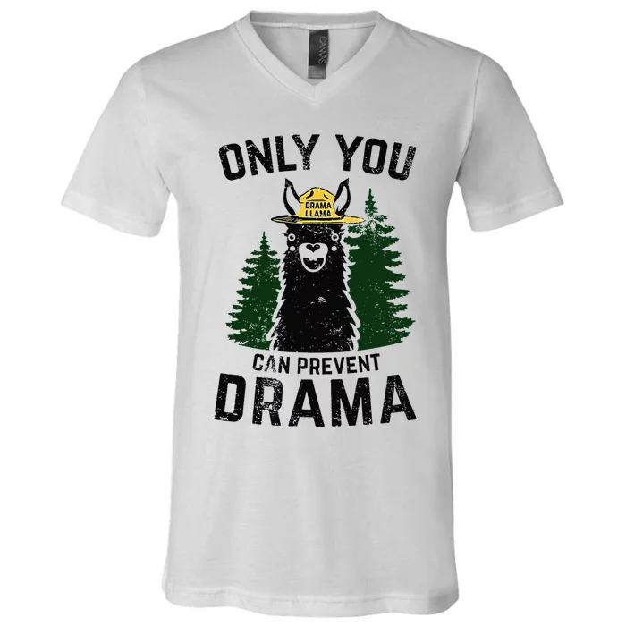 Funny Drama Llama Only You Can Prevent Drama Sarcastic Lover V-Neck T-Shirt