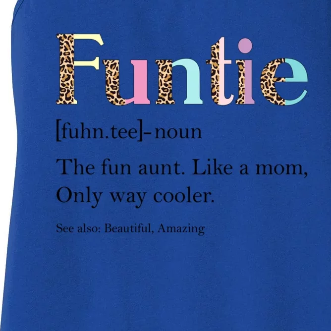 Funtie Definition Leopard Aunt Auntie Lover Mothers Day Great Gift Women's Racerback Tank