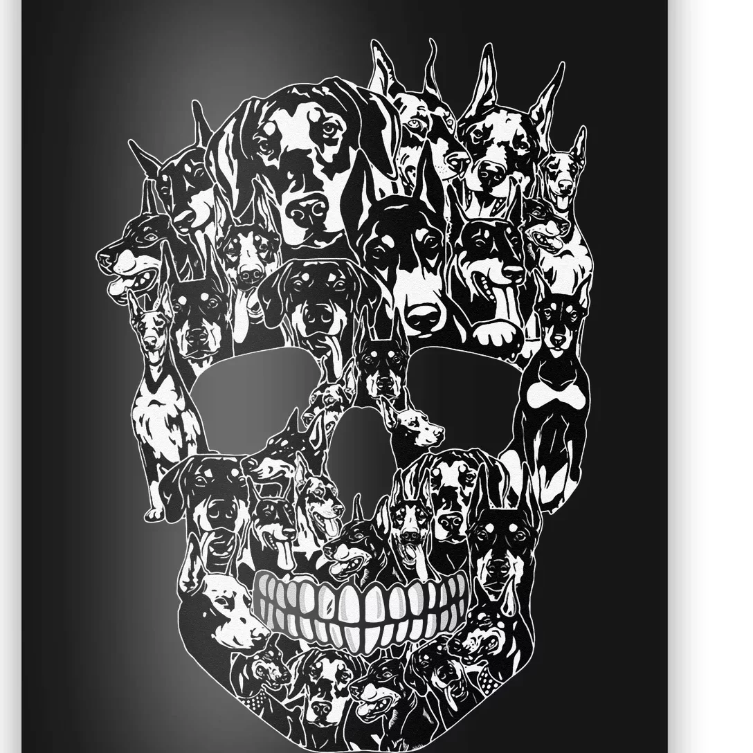 Funny Dog Lover Doberman Skull Halloween Poster