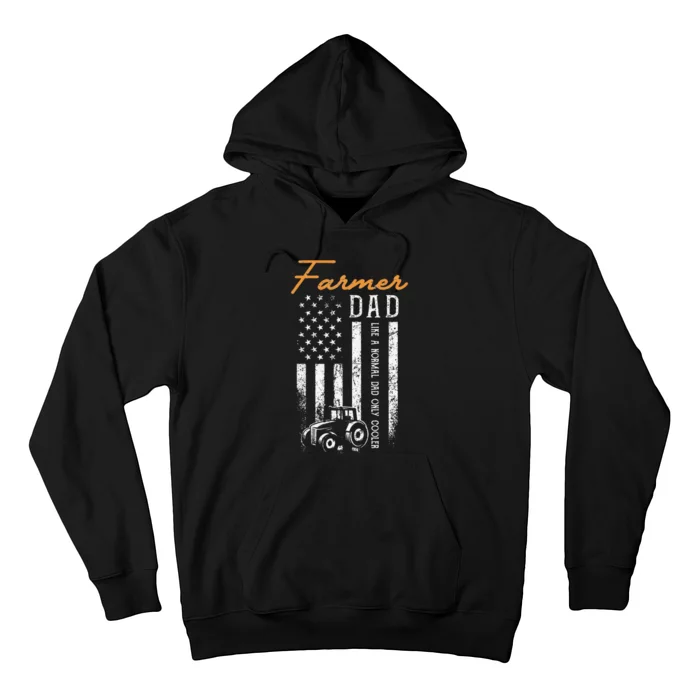 Farmer Dad Like A Normal Dad Only Cooler USA Flag Farming Hoodie