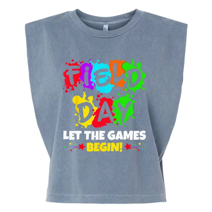 Field Day Let The Games Begin Colorful Teachers Garment-Dyed Women's Muscle Tee