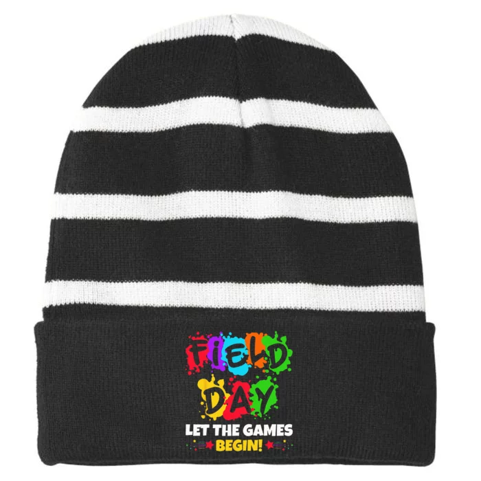 Field Day Let Games Start Begin Teachers Striped Beanie with Solid Band