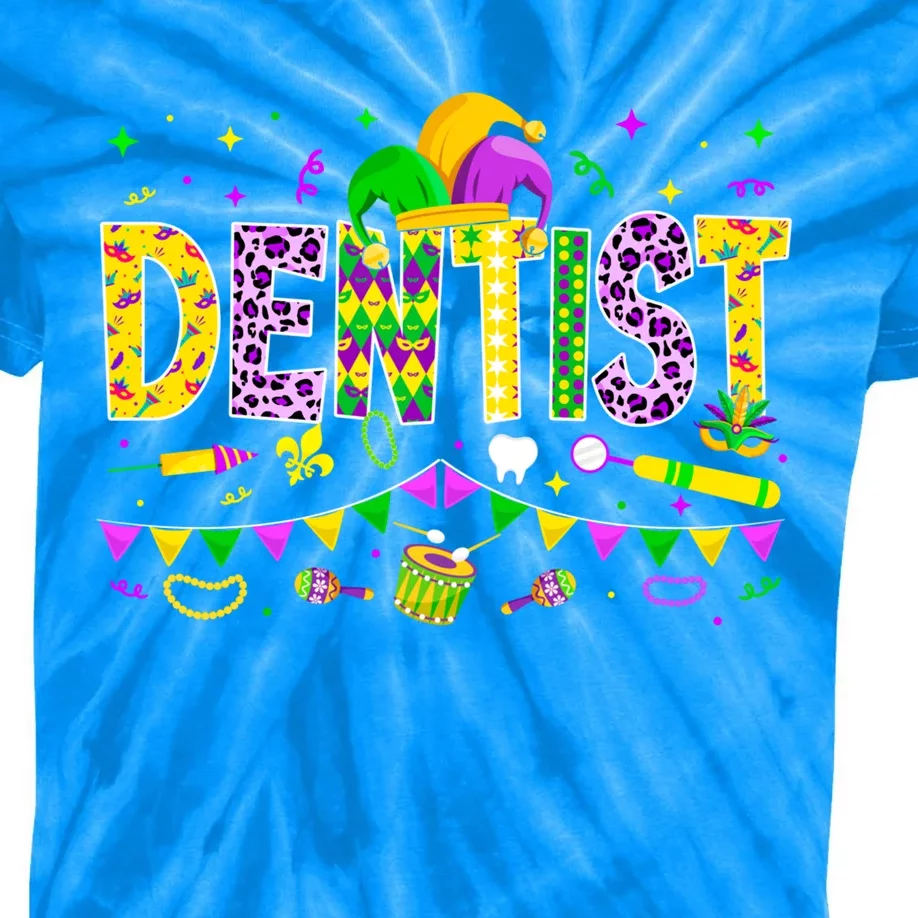 Funny Dentist Lover Mardi Gras Carnival Party Cute Gift Kids Tie-Dye T-Shirt