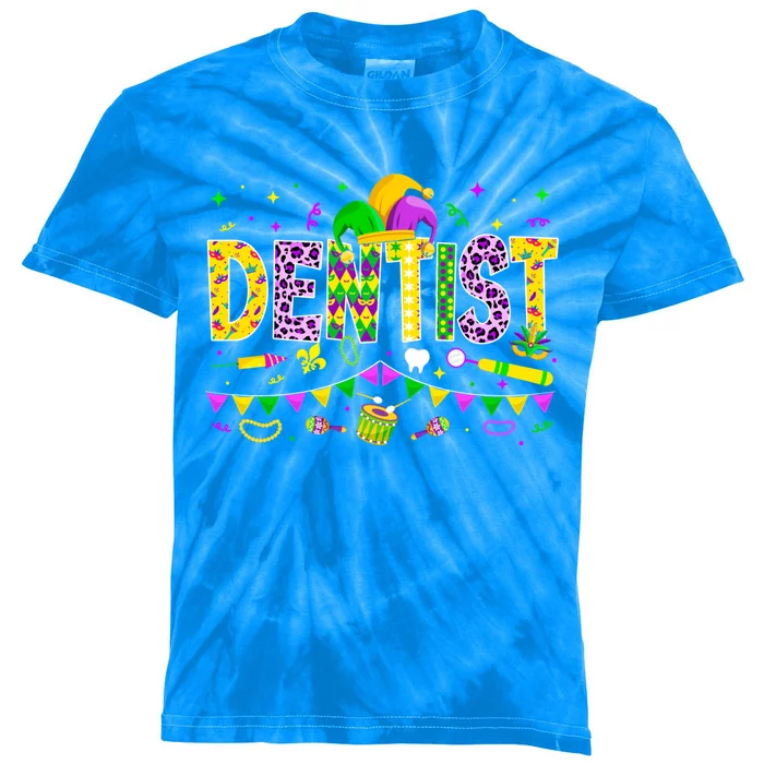 Funny Dentist Lover Mardi Gras Carnival Party Cute Gift Kids Tie-Dye T-Shirt