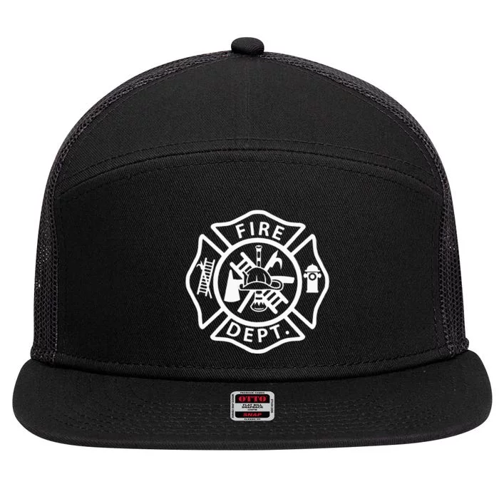 Fire Department Logo Uniform Fireman Symbol Firefighter Gear 7 Panel Mesh Trucker Snapback Hat