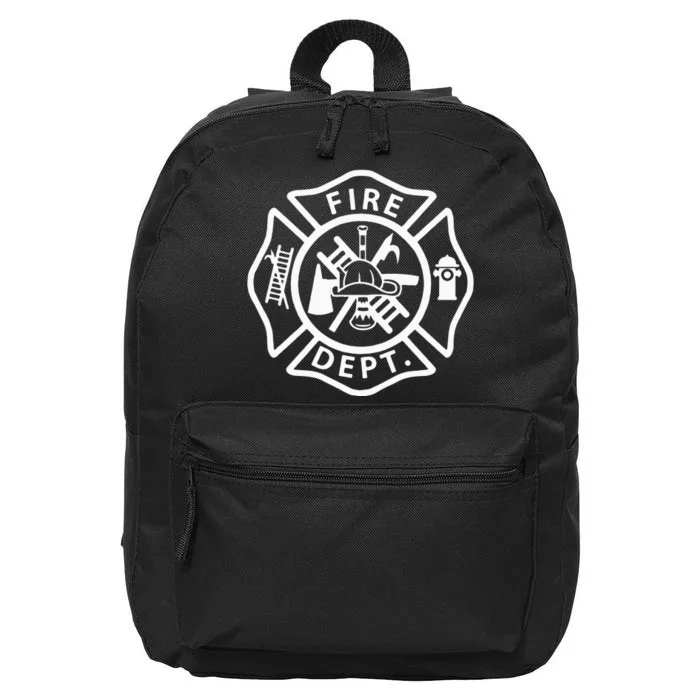 Fire Department Logo Uniform Fireman Symbol Firefighter Gear 16 in Basic Backpack