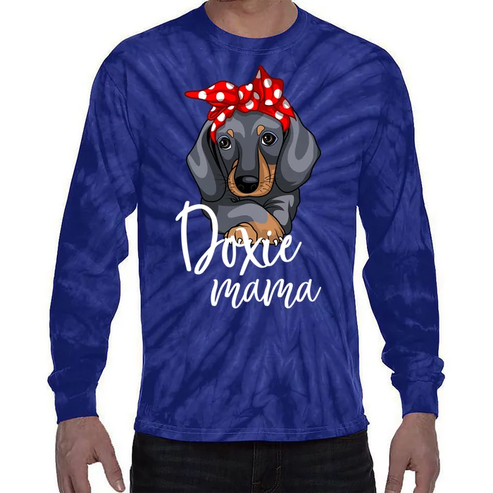 Funny Doxie Mama Dachshund Lover Weiner Dog Gift Tie-Dye Long Sleeve Shirt