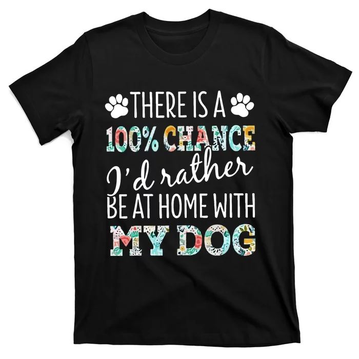 Funny Dog Mom ID Rather Be At Home With My Dog T-Shirt