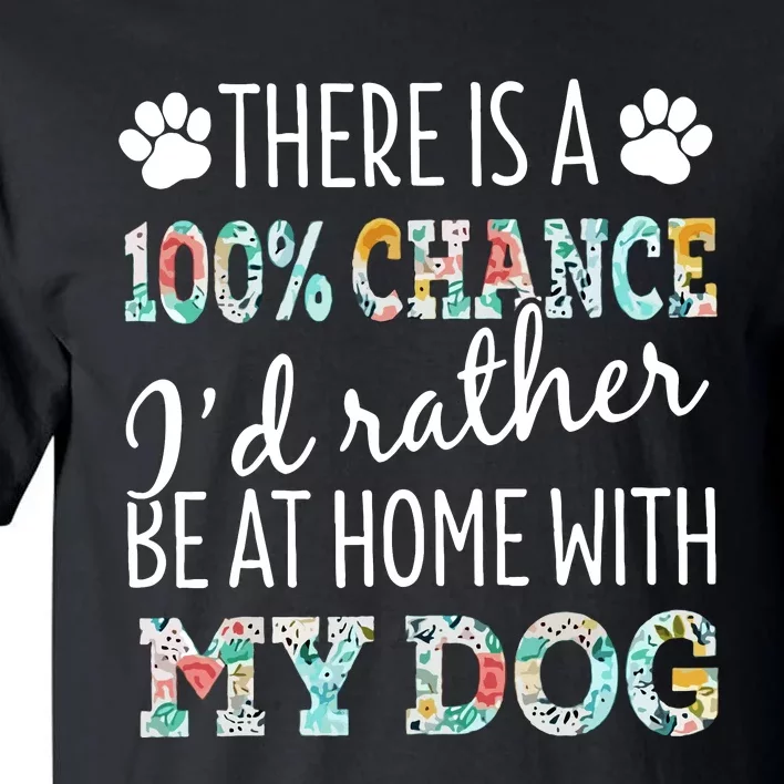 Funny Dog Mom ID Rather Be At Home With My Dog Tall T-Shirt