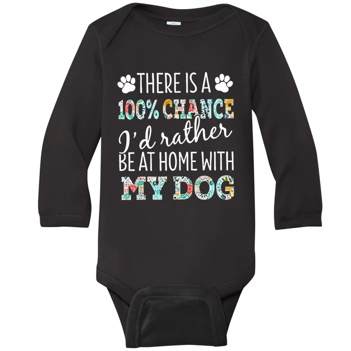 Funny Dog Mom ID Rather Be At Home With My Dog Baby Long Sleeve Bodysuit