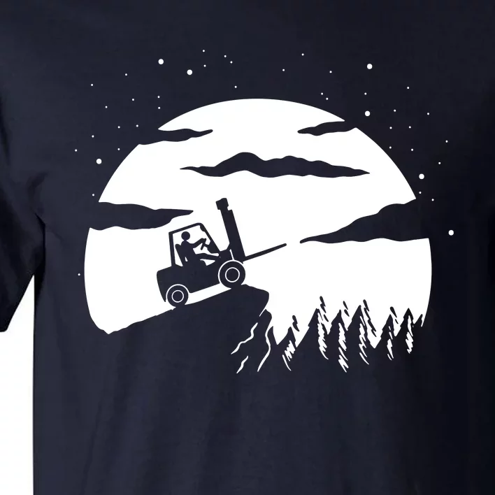 Forklift Driver Moon Background Tall T-Shirt