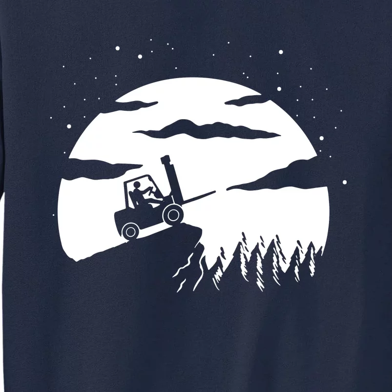 Forklift Driver Moon Background Tall Sweatshirt