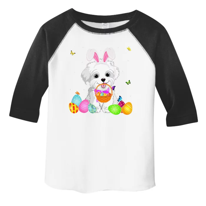 Funny Dog Mom Gift Cute Bunny Maltese Eggs Easter Day Toddler Fine Jersey T-Shirt