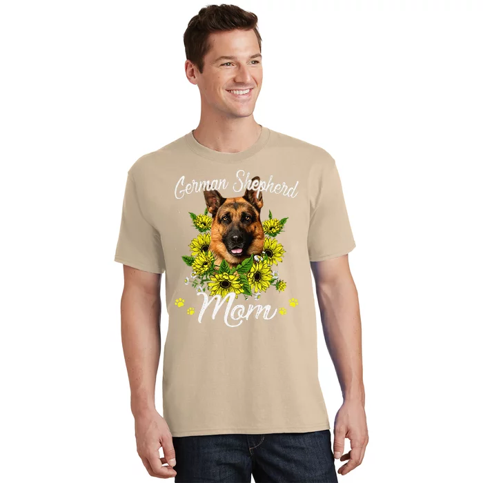 Funny Dog Mom Mothers Day Sunflower German Shepherd Mom T-Shirt