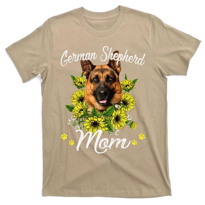 Funny Dog Mom Mothers Day Sunflower German Shepherd Mom T-Shirt