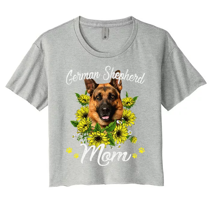 Funny Dog Mom Mothers Day Sunflower German Shepherd Mom Women's Crop Top Tee