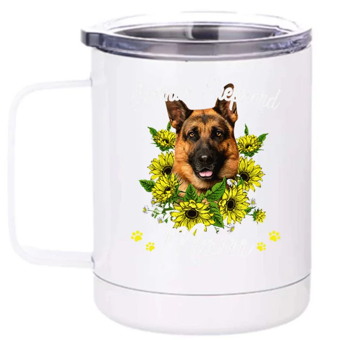 Funny Dog Mom Mothers Day Sunflower German Shepherd Mom Front & Back 12oz Stainless Steel Tumbler Cup