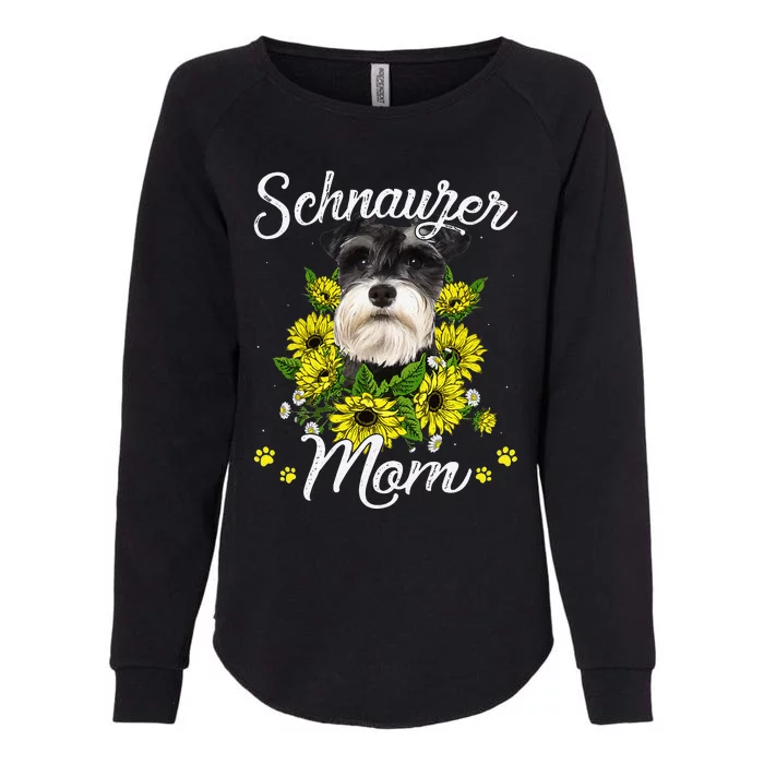 Funny Dog Mom Mothers Day Sunflower Schnauzer Mom Puppy Lover Womens California Wash Sweatshirt