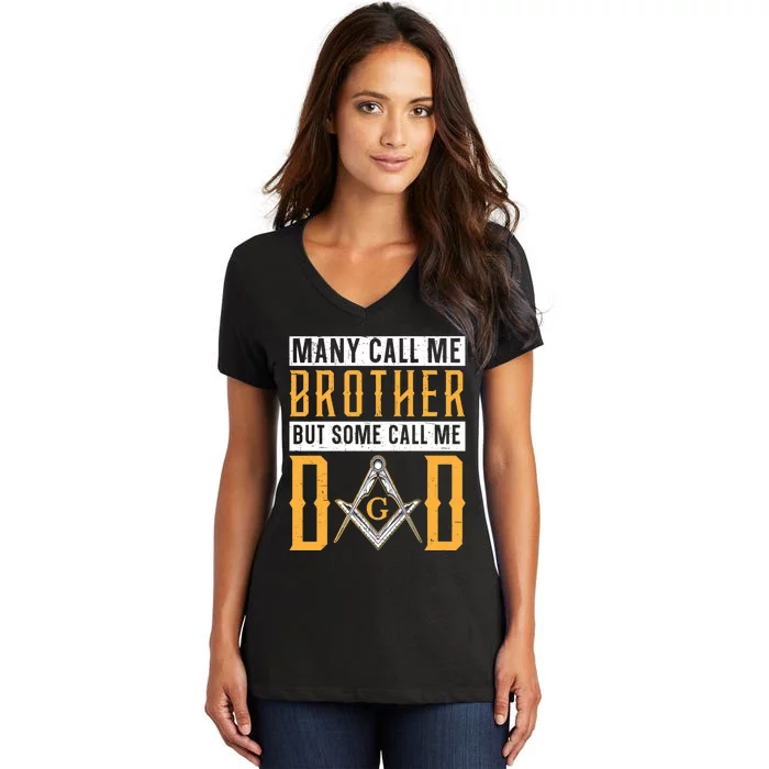 Freemason Dad Masonic Fraternal Freemasonry Square Compass Premium Women's V-Neck T-Shirt