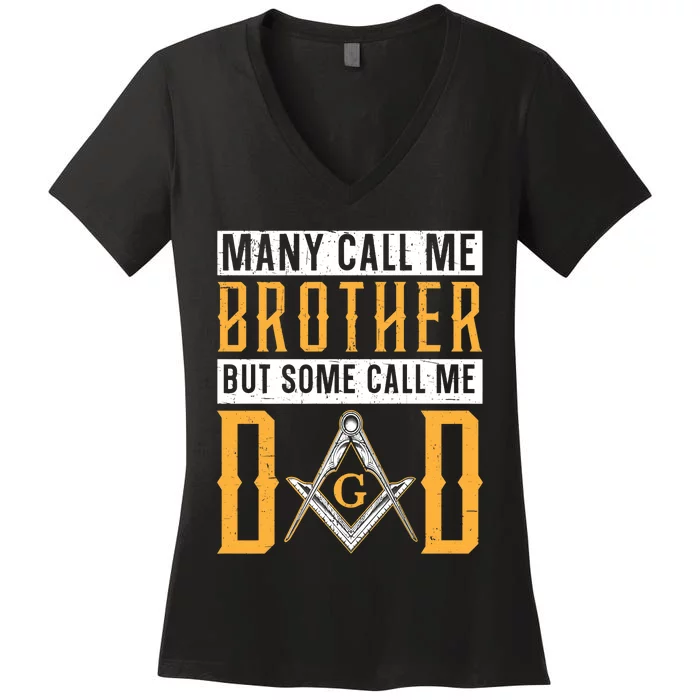 Freemason Dad Masonic Fraternal Freemasonry Square Compass Premium Women's V-Neck T-Shirt