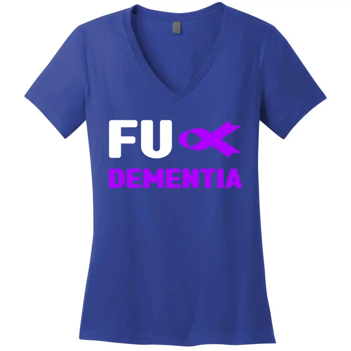 Fuck Detia Meaningful Gift Funny Gift Fuck Alzheimer's Detia Awareness Gift Women's V-Neck T-Shirt