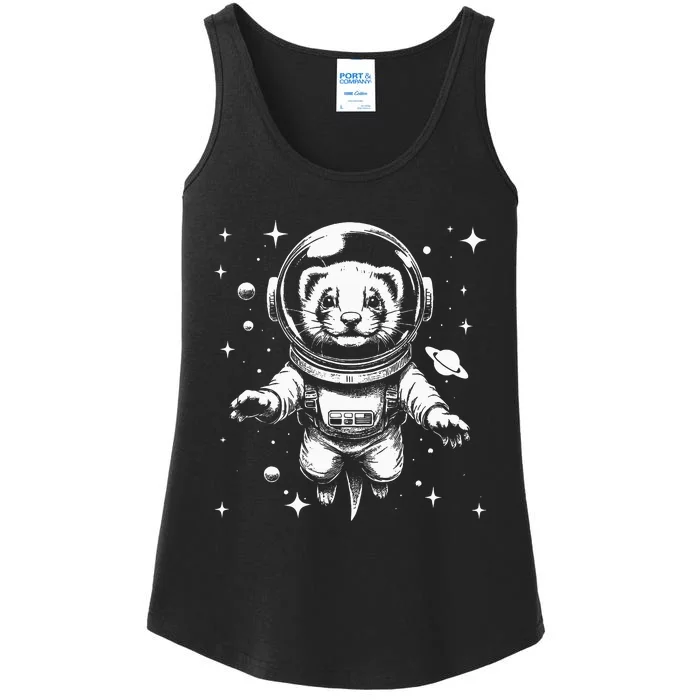 Ferret Dad Mom Space Astronaut Ferret Ladies Essential Tank