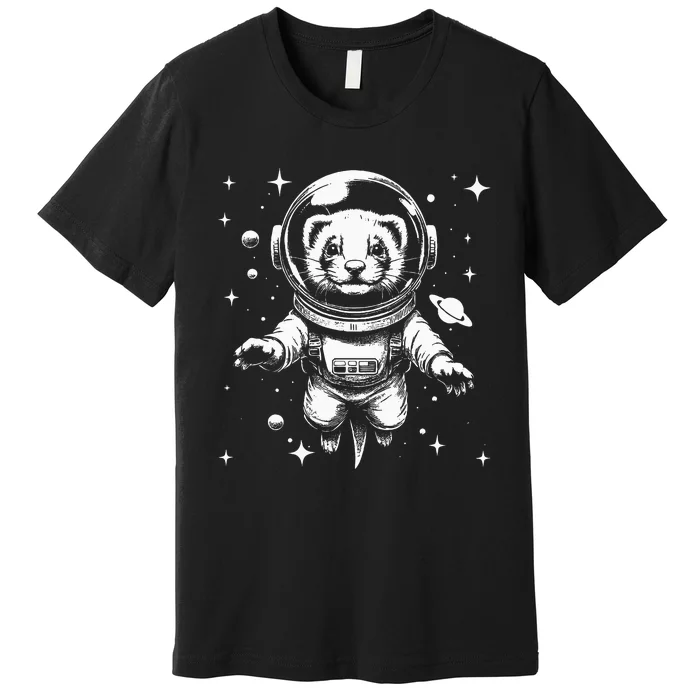 Ferret Dad Mom Space Astronaut Ferret Premium T-Shirt