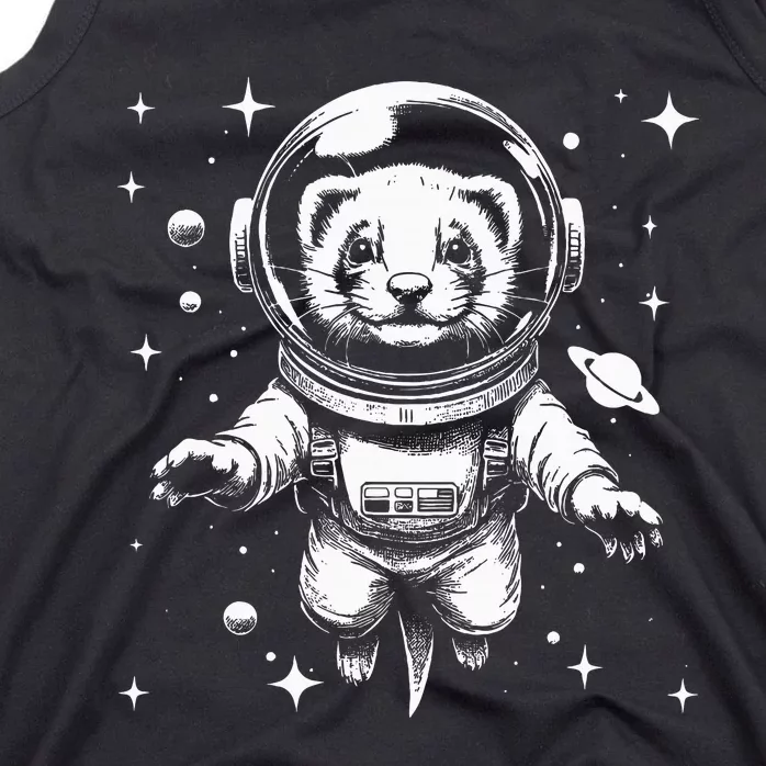 Ferret Dad Mom Space Astronaut Ferret Tank Top