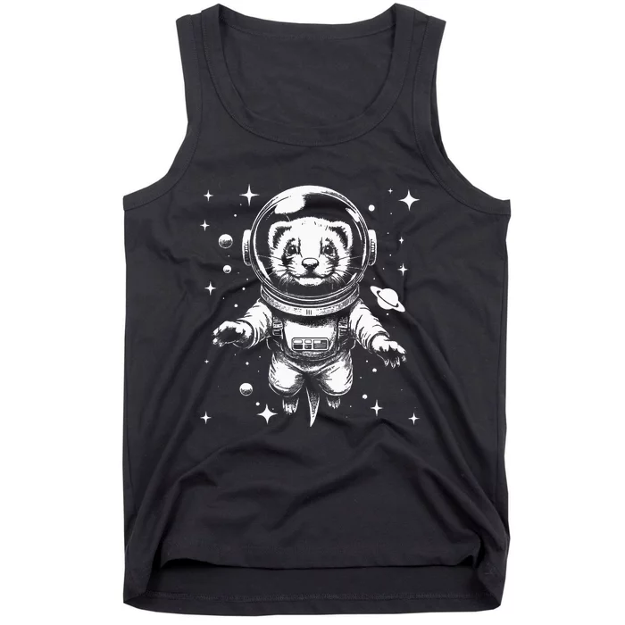 Ferret Dad Mom Space Astronaut Ferret Tank Top