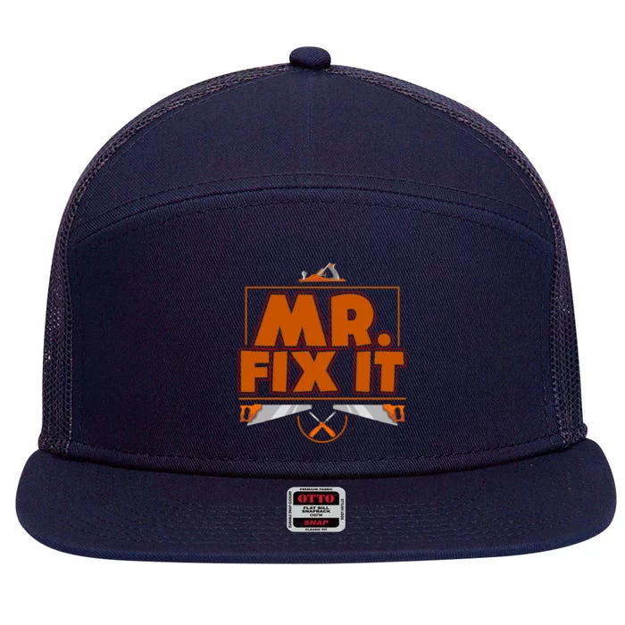 Fathers Day Mr Fix It Dad Gift 7 Panel Mesh Trucker Snapback Hat