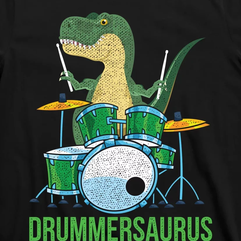 Funny Dinosaur Musician T Rex Drummer Boy Gift Drums T-Shirt