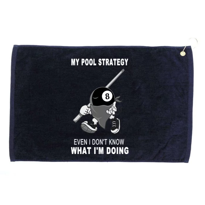 Father's Day My Pool Strategy Funny Billiards Pool Player Gift For Dad Grommeted Golf Towel