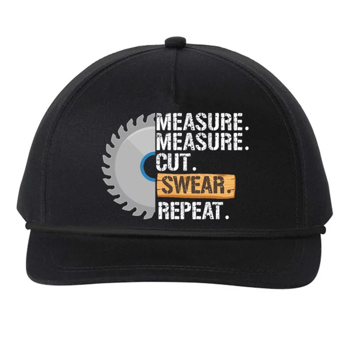 Funny Dad Measure Cut Swear Repeat Handyman Snapback Five-Panel Rope Hat