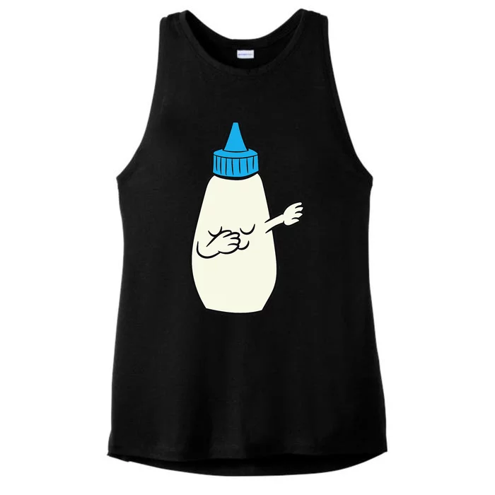 Funny Dabbing Mayonnaise Squeeze Bottle Dance Party Ladies Tri-Blend Wicking Tank