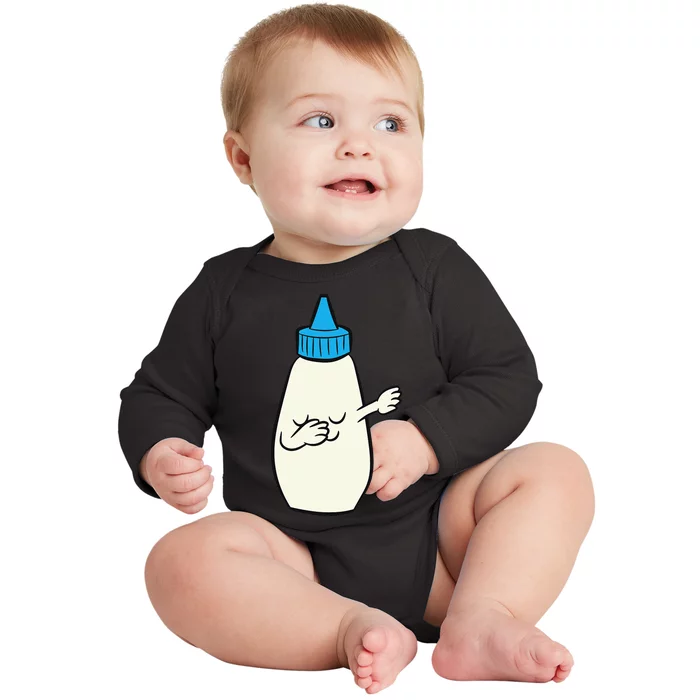 Funny Dabbing Mayonnaise Squeeze Bottle Dance Party Baby Long Sleeve Bodysuit