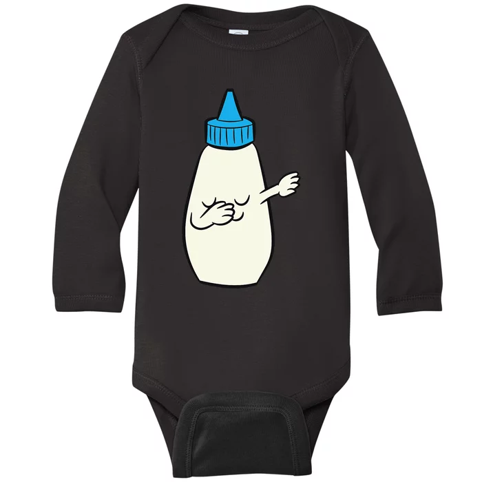 Funny Dabbing Mayonnaise Squeeze Bottle Dance Party Baby Long Sleeve Bodysuit