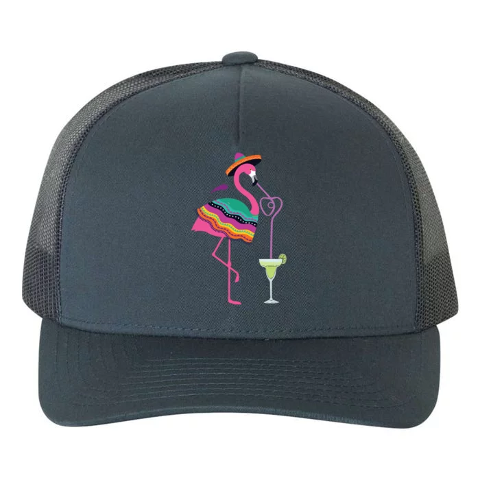 Flamingo Drinking Margarita Mexican Poncho Cinco De Mayo Yupoong Adult 5-Panel Trucker Hat