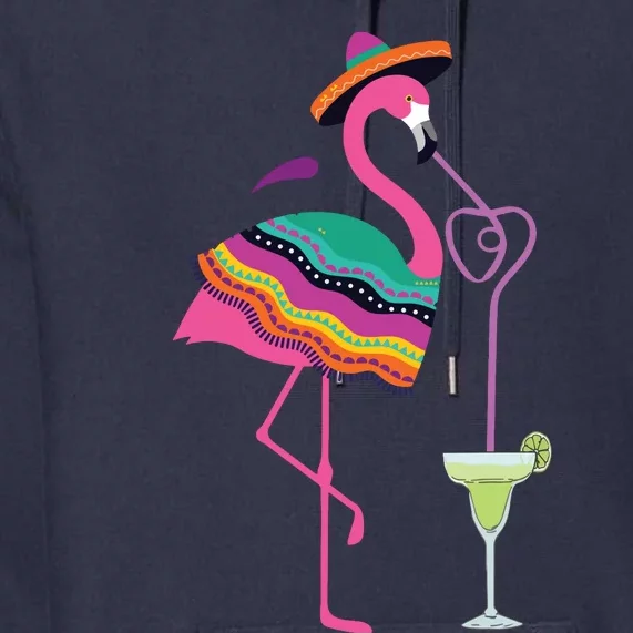 Flamingo Drinking Margarita Mexican Poncho Cinco De Mayo Premium Hoodie