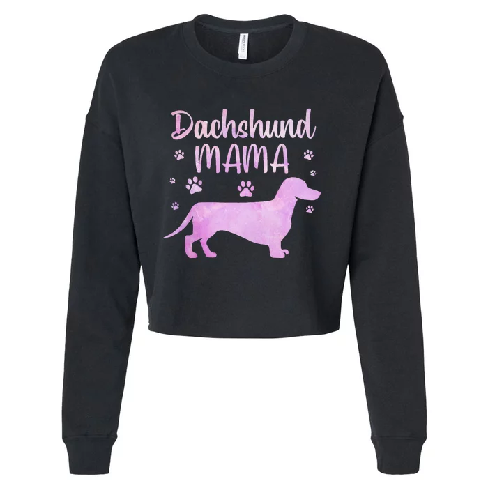 Funny Dachshund Mama For Dog Lovers Cropped Pullover Crew