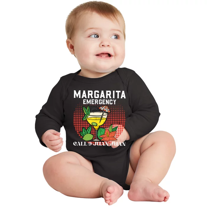 Funny Drinking Margarita Emergency Cinco De Mayo Baby Long Sleeve Bodysuit