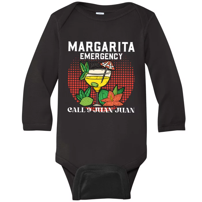 Funny Drinking Margarita Emergency Cinco De Mayo Baby Long Sleeve Bodysuit