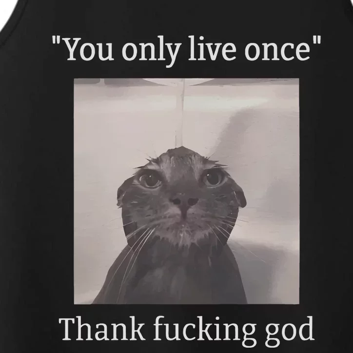 Funny Depressed Meme Cat Performance Tank