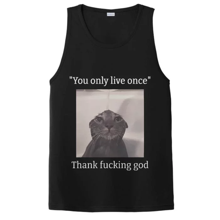 Funny Depressed Meme Cat Performance Tank