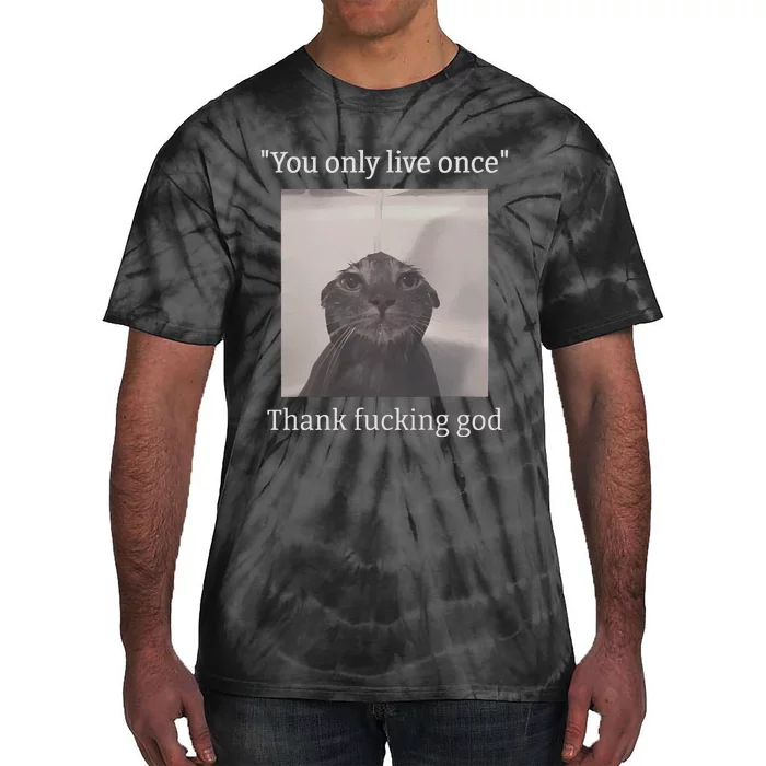 Funny Depressed Meme Cat Tie-Dye T-Shirt