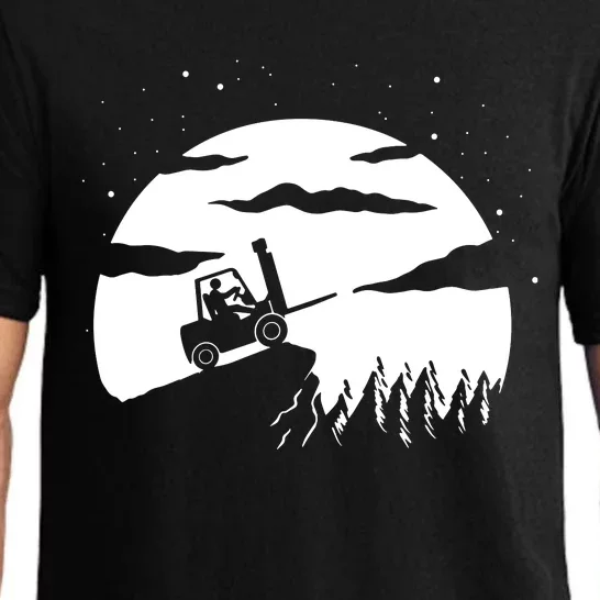 Forklift Driver Moon Background Funny ForkLift Truck Pajama Set