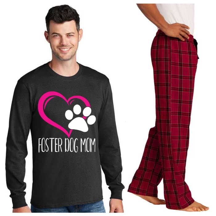 Foster Dog Mom Shirt Cute Dog Paw Heart Long Sleeve Pajama Set