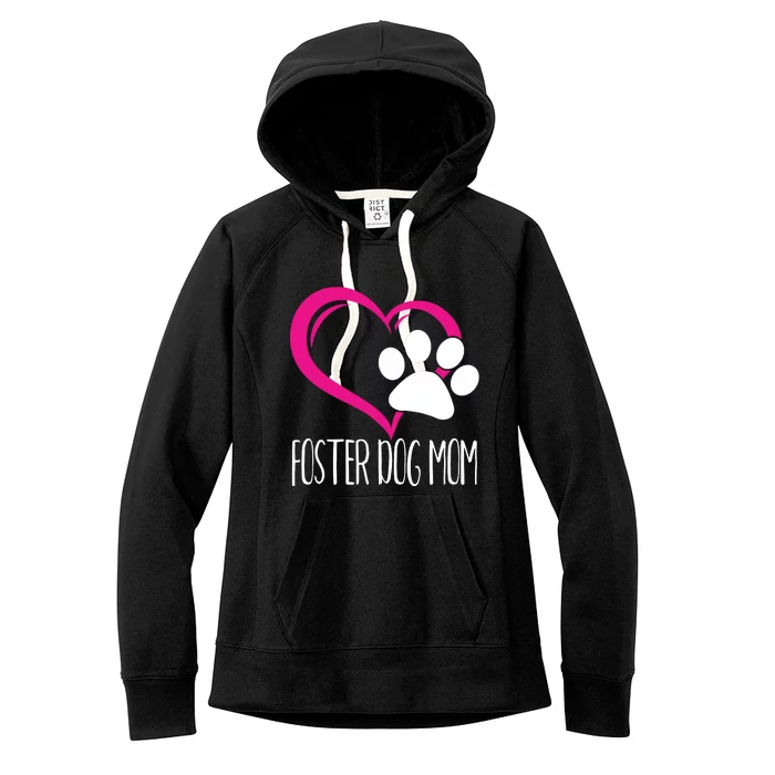 Foster Dog Mom Shirt Cute Dog Paw Heart Women's Fleece Hoodie