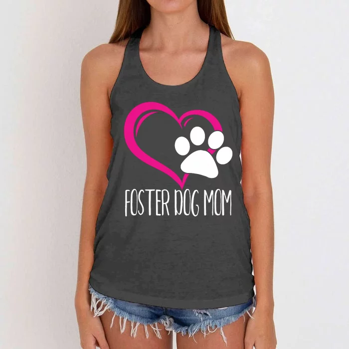 Foster Dog Mom Shirt Cute Dog Paw Heart Women's Knotted Racerback Tank