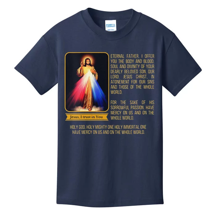 Funny Divine Mercy Jesus Image Chaplet Novena Prayer Catholic Kids T-Shirt