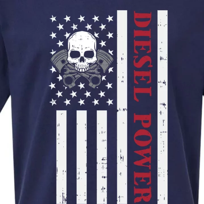 Funny Diesel Mechanic Motorcycle American Diesel Power Flag Cool Gift Sueded Cloud Jersey T-Shirt